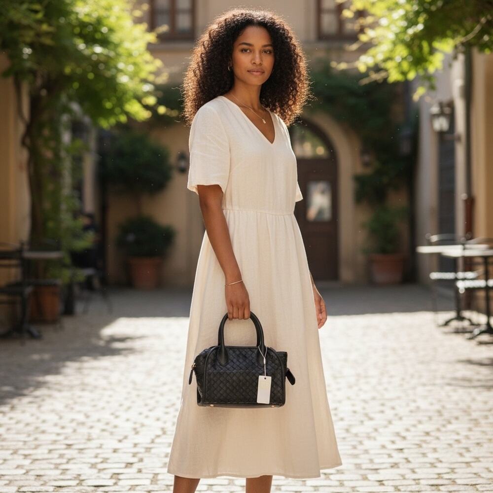 URBAN EXPRESSIONS Black Basketweave KRISTIE CROSSBODY Purse